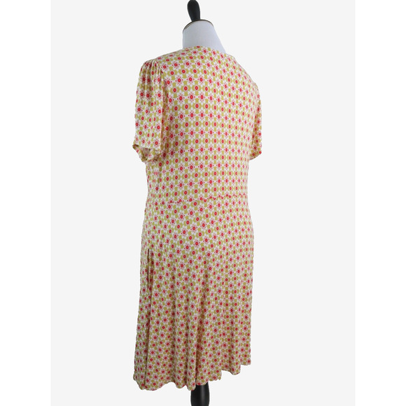 Boden US 20/22 Crew Neck Jersey Dress Yellow Red Floral - Picture 4 of 11